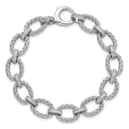 FJC Finejewelers 925 Sterling Silver Fancy Rhodium Plated CZ Woven Link Bracelet 7.25 Inches x 11 mm