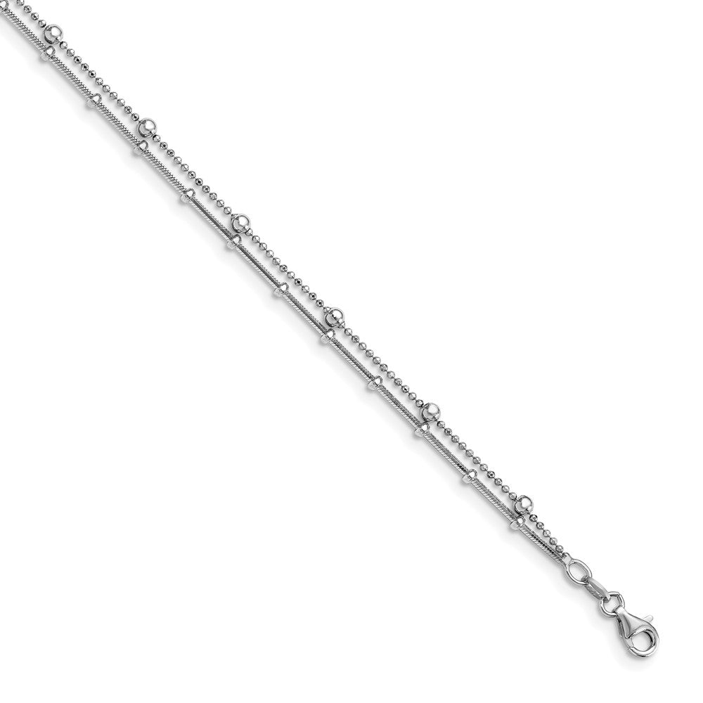 FJC Finejewelers 925 Sterling Silver Ball Double Strand with .5in ext. Anklet 9 Inches