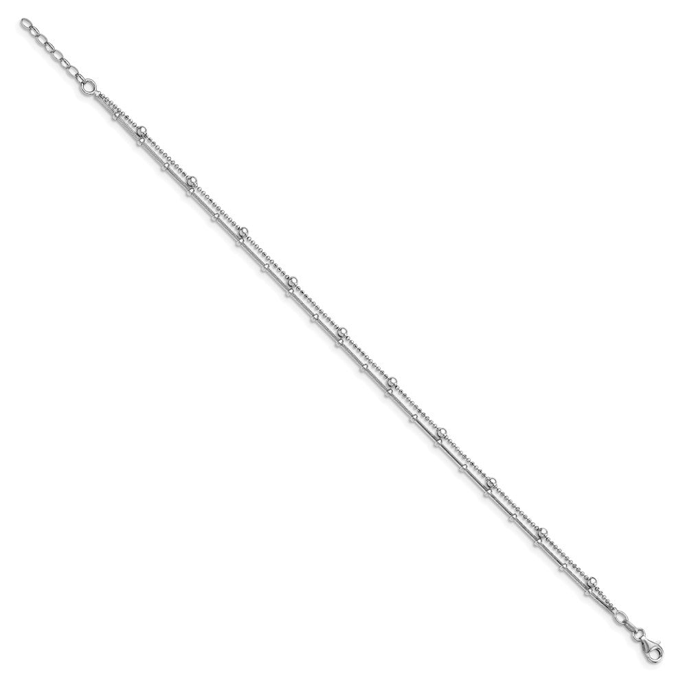 FJC Finejewelers 925 Sterling Silver Ball Double Strand with .5in ext. Anklet 9 Inches