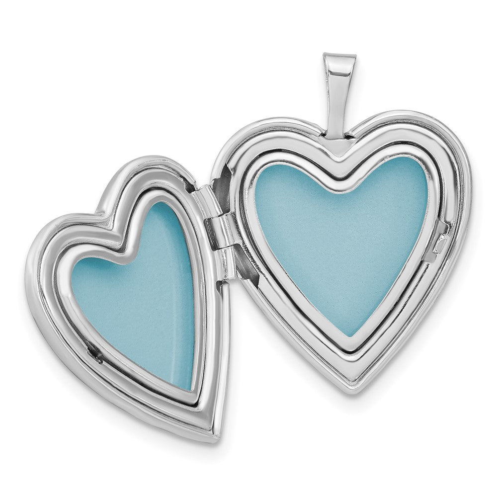 FJC Finejewelers 925 Sterling Silver  Enameled Flower with Mom 20mm Heart Charm Locket 24 mm x 19 mm