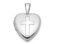 FJC Finejewelers 925 Sterling Silver Rhodium Plated Polished Cross Heart Locket 18 x 12 mm