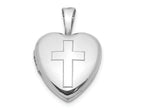 FJC Finejewelers 925 Sterling Silver Rhodium Plated Polished Cross Heart Locket 18 x 12 mm