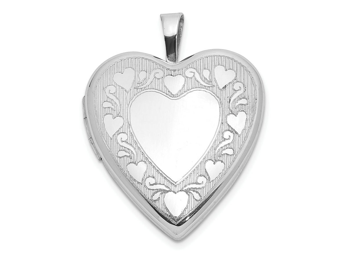FJC Finejewelers 925 Sterling Silver  Polished Hearts Border 20mm Heart Charm Locket 25 mm x 19 mm