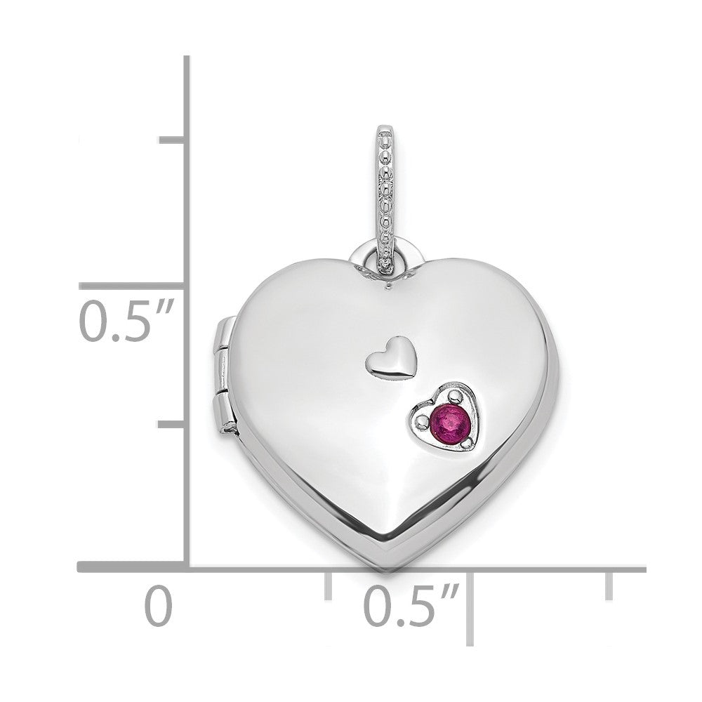 FJC Finejewelers 925 Sterling Silver Rhodium Plated Lab Created Ruby Heart Charm Locket 20 x 15 mm