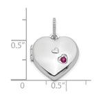 FJC Finejewelers 925 Sterling Silver Rhodium Plated Lab Created Ruby Heart Charm Locket 20 x 15 mm