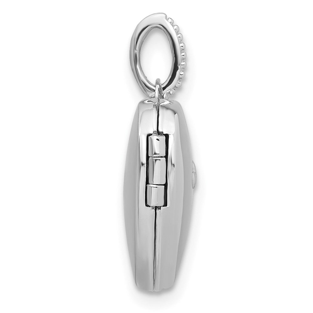 FJC Finejewelers 925 Sterling Silver Rhodium Plated Lab Created Ruby Heart Charm Locket 20 x 15 mm