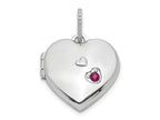 FJC Finejewelers 925 Sterling Silver Rhodium Plated Lab Created Ruby Heart Charm Locket 20 x 15 mm