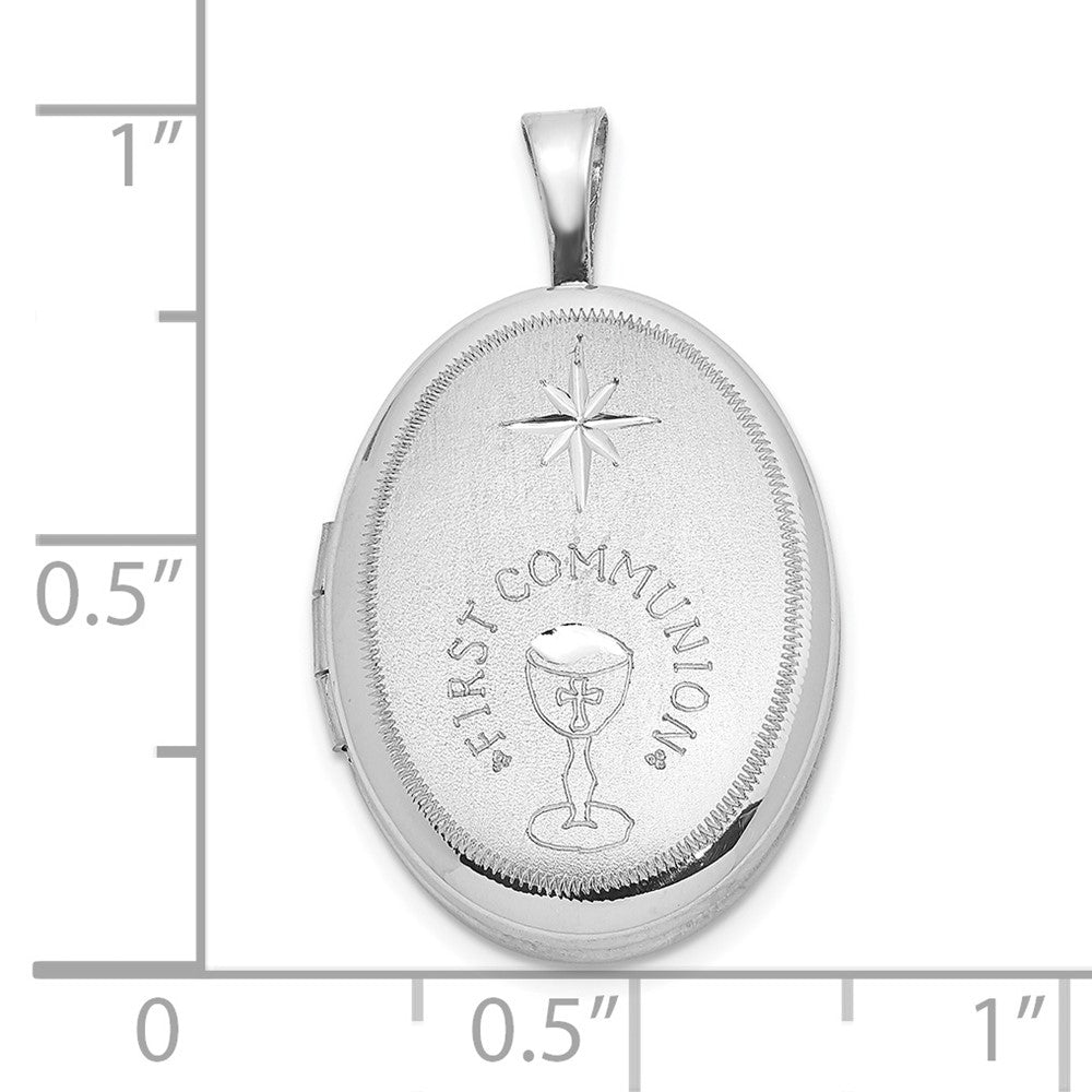 FJC Finejewelers 925 Sterling Silver Bright Cut First Communion 19x Oval Charm Locket 24 x 15 mm
