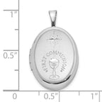 FJC Finejewelers 925 Sterling Silver Bright Cut First Communion 19x Oval Charm Locket 24 x 15 mm