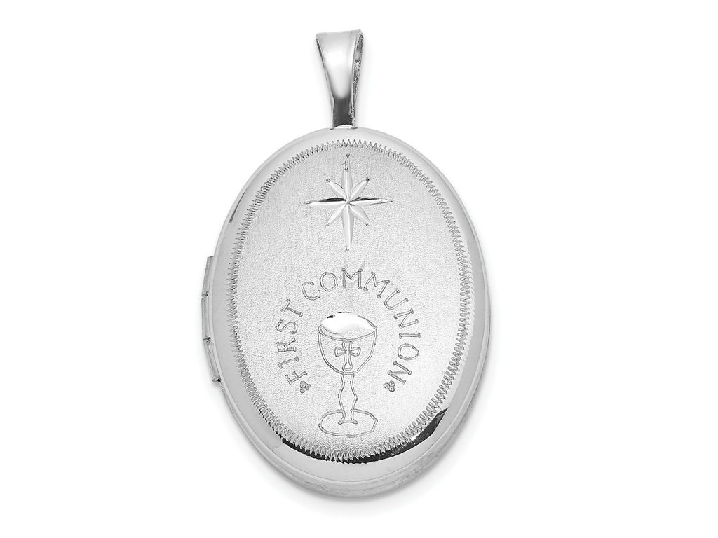 FJC Finejewelers 925 Sterling Silver Bright Cut First Communion 19x Oval Charm Locket 24 x 15 mm