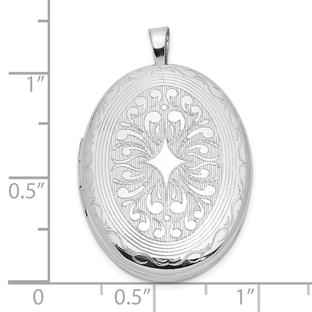 FJC Finejewelers 925 Sterling Silver Rhodium Plated Polished Medallion 26x Oval Locket 31 x 20 mm