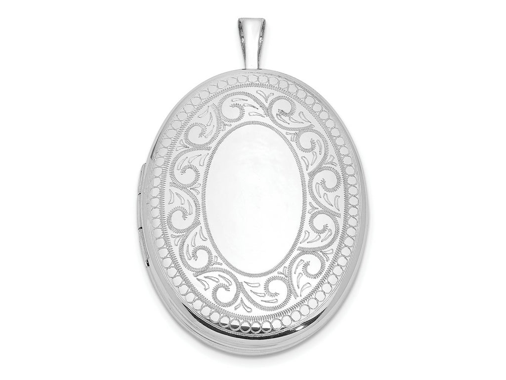 FJC Finejewelers 925 Sterling Silver Rhodium Plated Paisley Border 26x Oval Charm Locket 31 x 20 mm