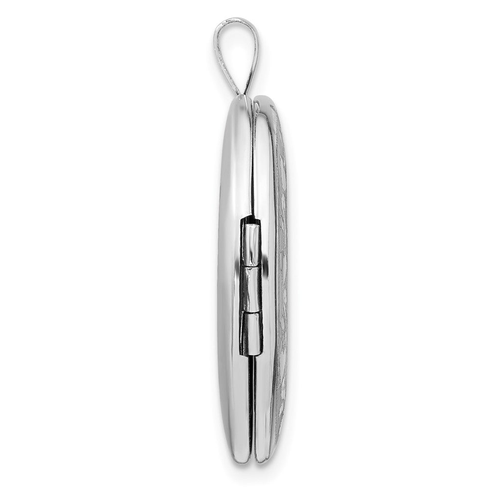 FJC Finejewelers 925 Sterling Silver Rhodium Plated Heart Border 26x Oval Charm Locket 31 x 20 mm