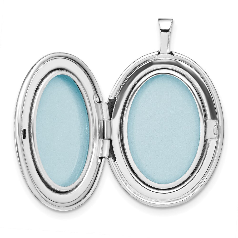 FJC Finejewelers 925 Sterling Silver Rhodium Plated Heart Border 26x Oval Charm Locket 31 x 20 mm