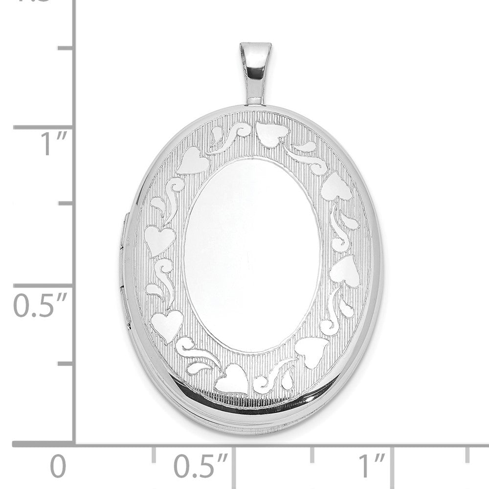 FJC Finejewelers 925 Sterling Silver Rhodium Plated Heart Border 26x Oval Charm Locket 31 x 20 mm