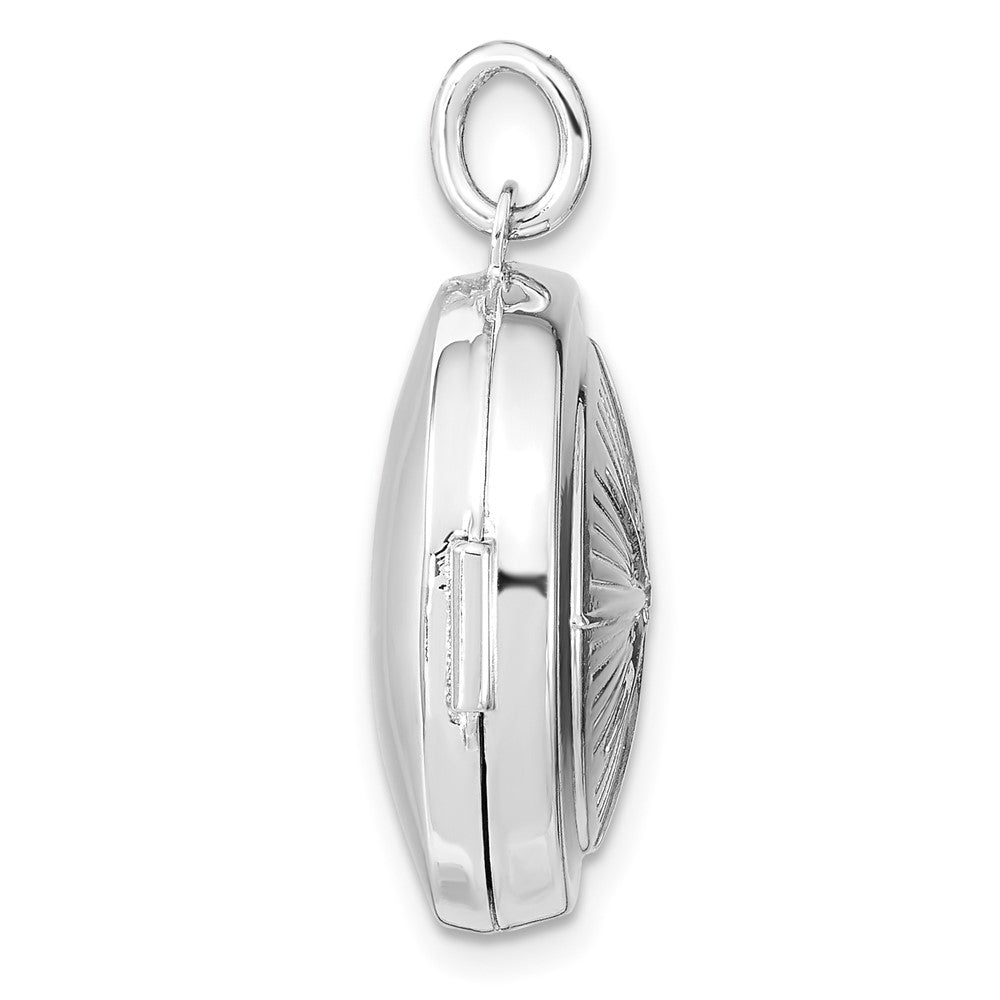 FJC Finejewelers 925 Sterling Silver Rhodium Plated CZ Compass Round Charm Locket 26 x 20 mm