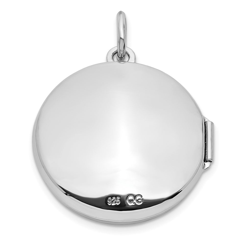 FJC Finejewelers 925 Sterling Silver Rhodium Plated CZ Compass Round Charm Locket 26 x 20 mm
