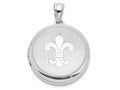 FJC Finejewelers 925 Sterling Silver Rhodium Plated Fleur de Lis Round Charm Locket 28 x 20 mm