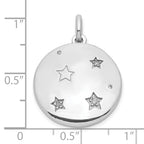 FJC Finejewelers 925 Sterling Silver Rhodium Plated CZ Stars Swing Charm Locket 27 x 20 mm
