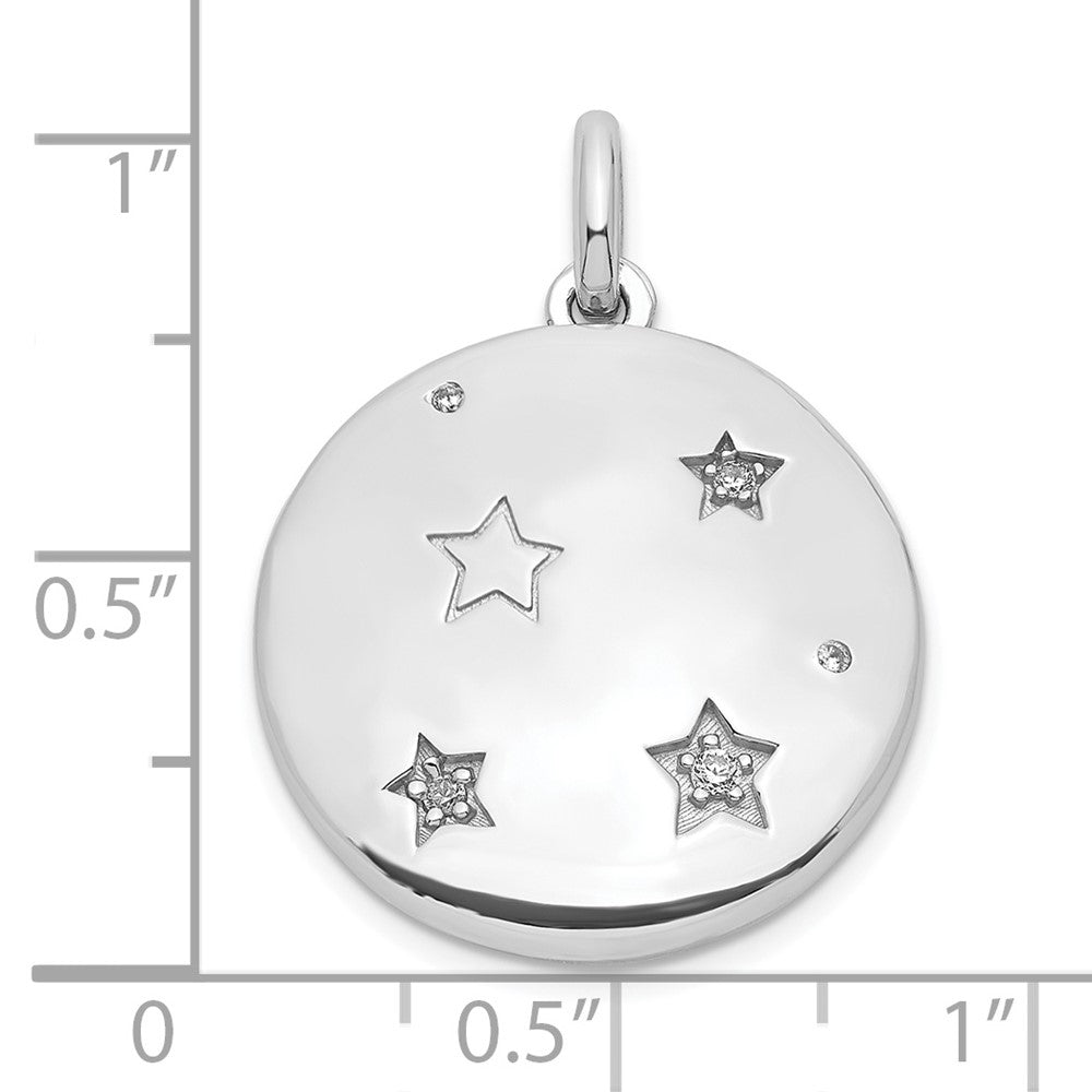 FJC Finejewelers 925 Sterling Silver Rhodium Plated CZ Stars Swing Charm Locket 27 x 20 mm