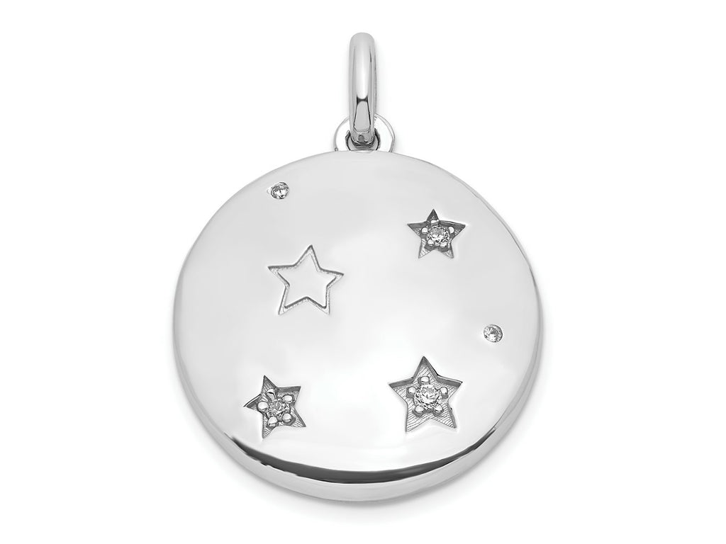 FJC Finejewelers 925 Sterling Silver Rhodium Plated CZ Stars Swing Charm Locket 27 x 20 mm