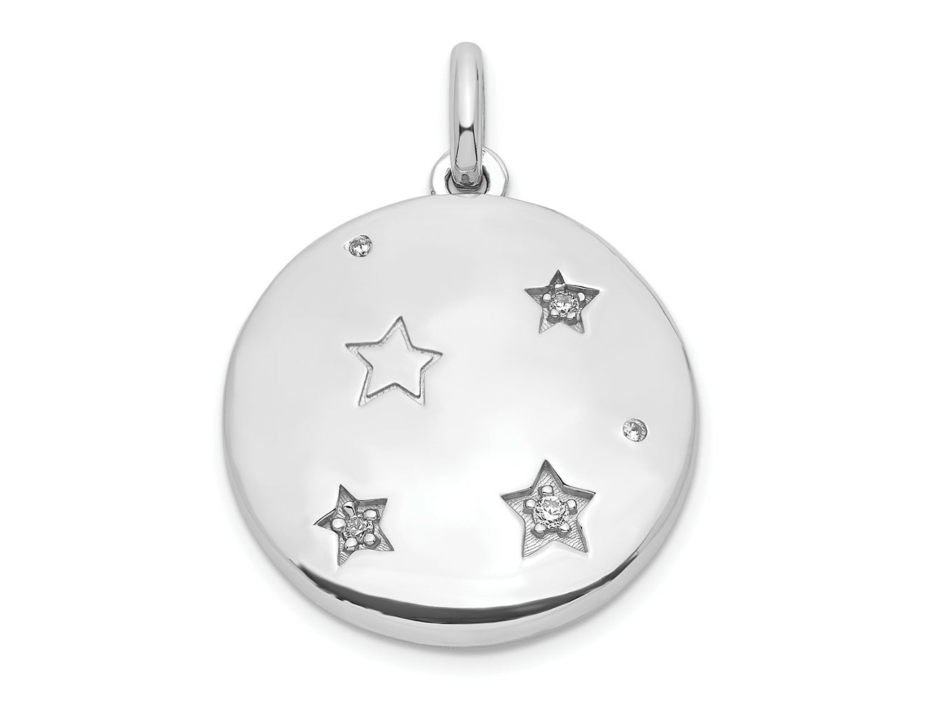 FJC Finejewelers 925 Sterling Silver Rhodium Plated CZ Stars Swing Charm Locket 27 x 20 mm