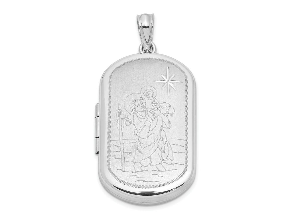 FJC Finejewelers 925 Sterling Silver d Satin St. Christopher Rectangle Charm Locket 38 x 19 mm