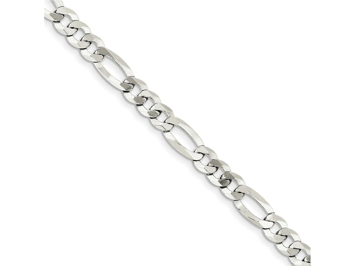 FJC Finejewelers 925 Sterling Silver 7.0mm Lightweight Flat Figaro Chain Bracelet 7 Inches x 7.5 mm