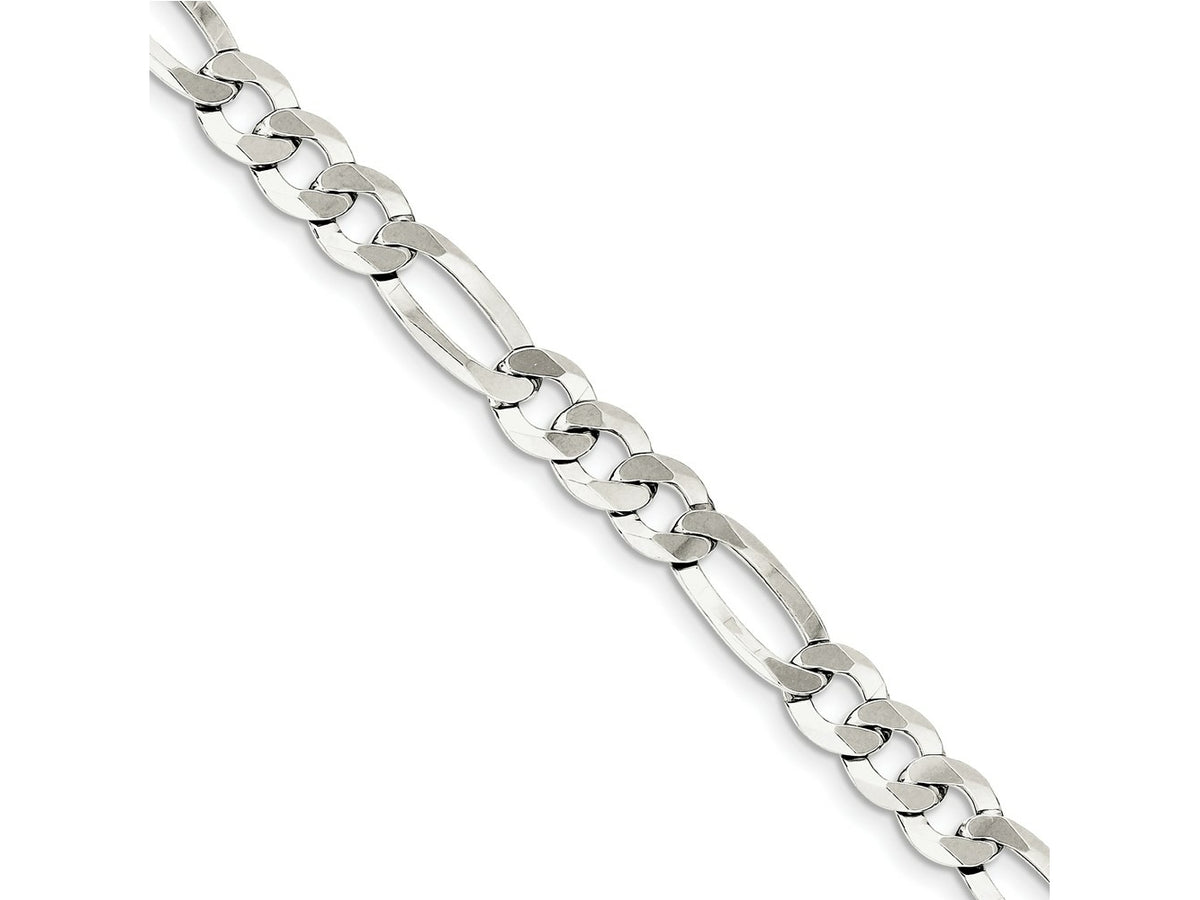 FJC Finejewelers 925 Sterling Silver Lightweight Flat Figaro Chain Bracelet 7 Inches x 8.5 mm