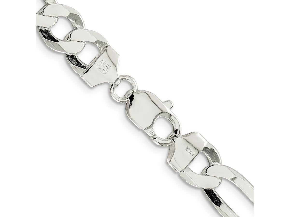 FJC Finejewelers 925 Sterling Silver 9.7mm Lightweight Flat Figaro Chain Bracelet 9 Inches x 9.5 mm