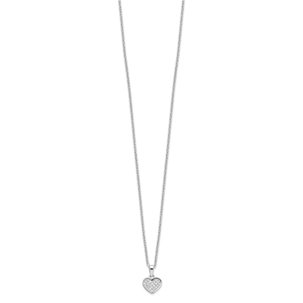 FJC Finejewelers 925 Sterling Silver Cable Brilliant Embers  CZ Heart with 2in ext Necklace 18 Inches x 8 mm