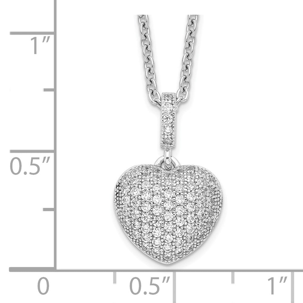FJC Finejewelers 925 Sterling Silver Brilliant Embers CZ Heart Necklace 18 Inches x 11 mm