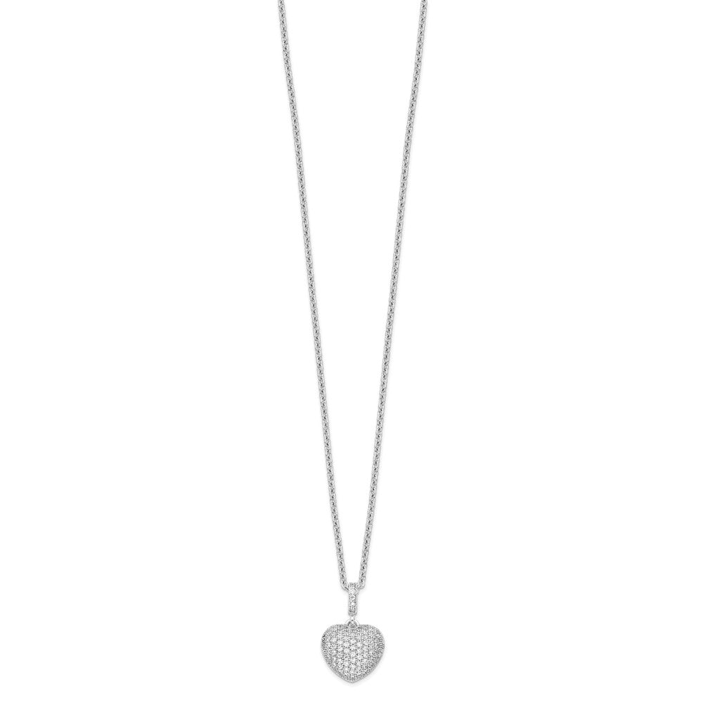 FJC Finejewelers 925 Sterling Silver Brilliant Embers CZ Heart Necklace 18 Inches x 11 mm