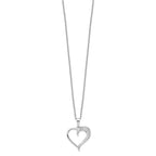 FJC Finejewelers 925 Sterling Silver Cable Brilliant Embers  CZ Polished Heart Necklace 18 Inches x 20 mm