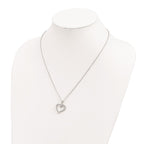 FJC Finejewelers 925 Sterling Silver Cable Brilliant Embers  CZ Polished Heart Necklace 18 Inches x 20 mm