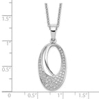 FJC Finejewelers 925 Sterling Silver Cable Brilliant Embers  CZ Oval Necklace 20 Inches x 14 mm