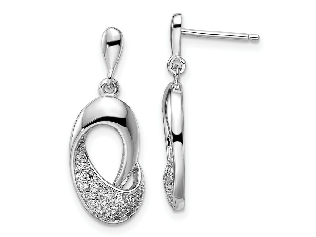 FJC Finejewelers 925 Sterling Silver Brilliant Embers Rhodium Plated CZ Dangle Post Earrings 23 x 10 mm