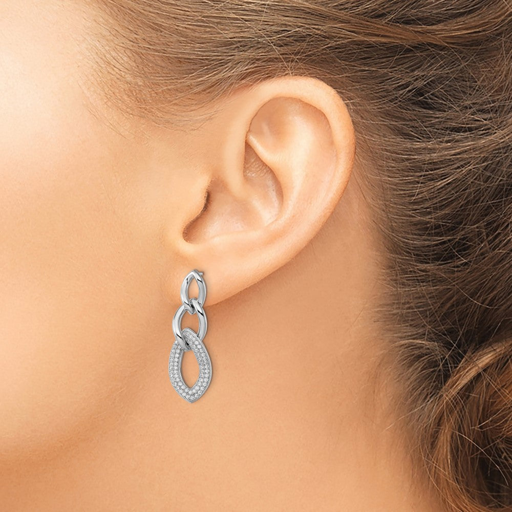 FJC Finejewelers 925 Sterling Silver Brilliant Embers Rhodium Plated CZ Dangle Post Earrings 29 x 10 mm