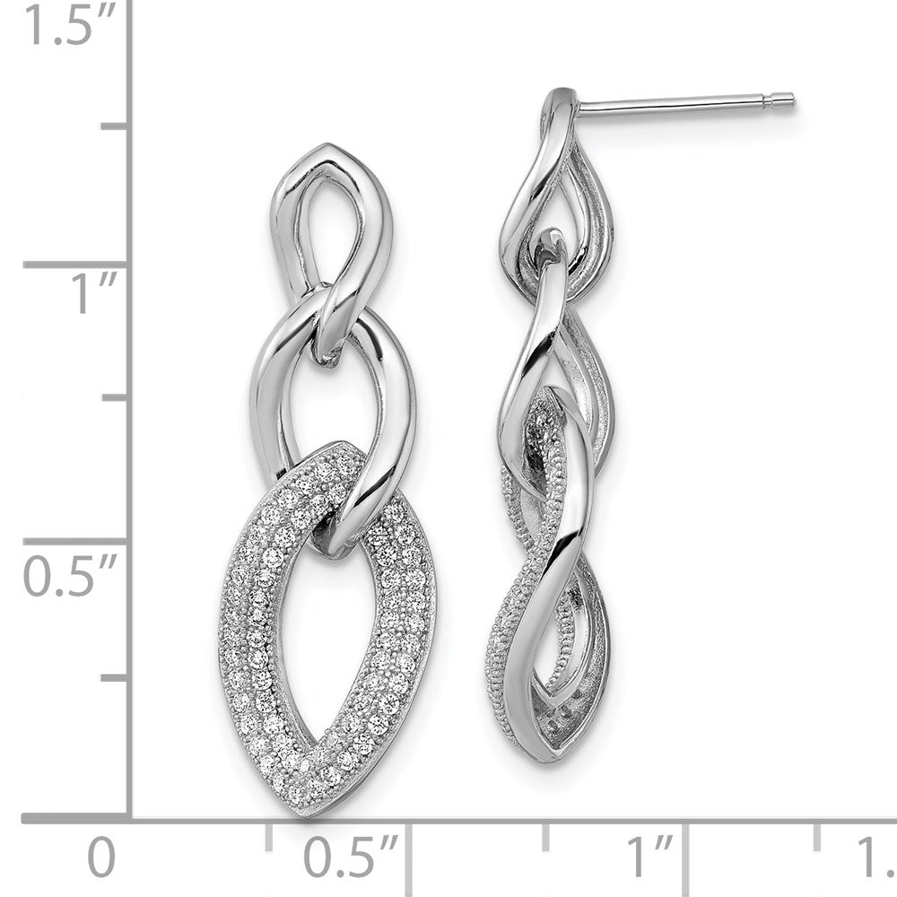 FJC Finejewelers 925 Sterling Silver Brilliant Embers Rhodium Plated CZ Dangle Post Earrings 29 x 10 mm