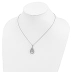 FJC Finejewelers 925 Sterling Silver Cable Brilliant Embers  CZ Teardrop Necklace 20 Inches x 15 mm