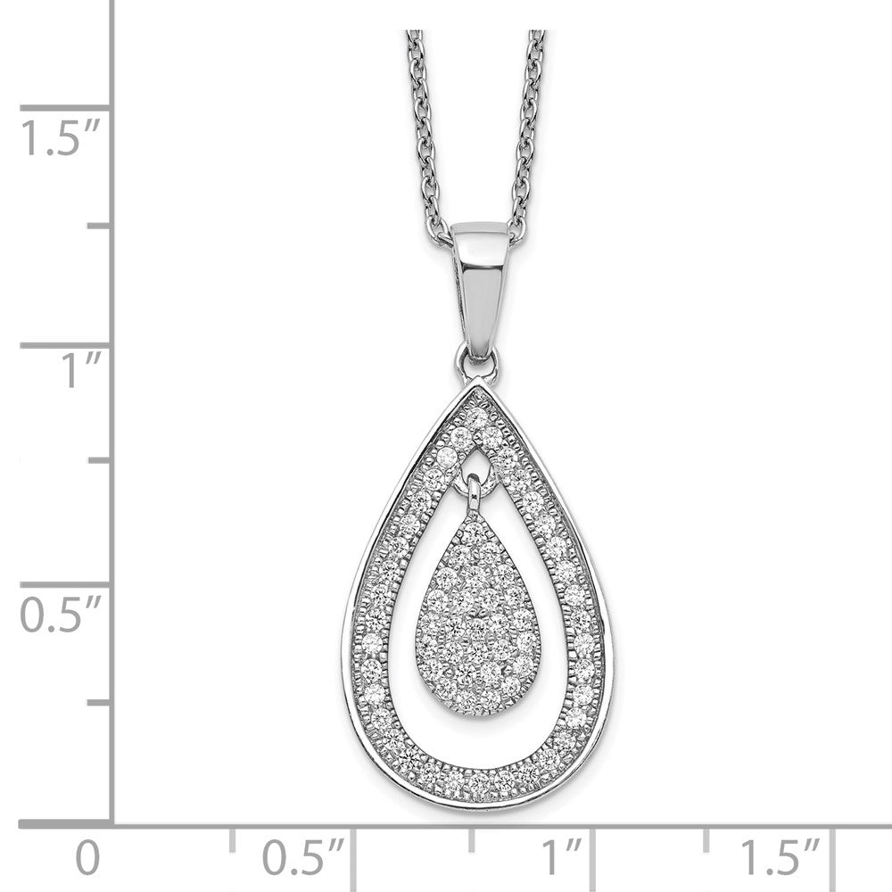 FJC Finejewelers 925 Sterling Silver Cable Brilliant Embers  CZ Teardrop Necklace 20 Inches x 15 mm