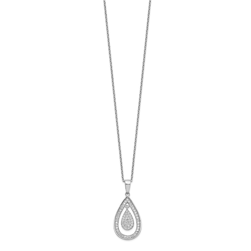 FJC Finejewelers 925 Sterling Silver Cable Brilliant Embers  CZ Teardrop Necklace 20 Inches x 15 mm