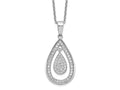 FJC Finejewelers 925 Sterling Silver Cable Brilliant Embers  CZ Teardrop Necklace 20 Inches x 15 mm