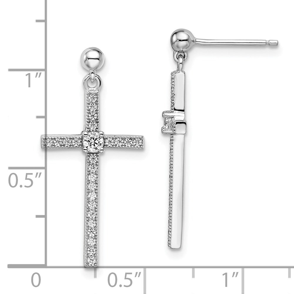 FJC Finejewelers 925 Sterling Silver Brilliant Embers Rhodium Plated CZ Cross Dangle Earrings 26 x 13 mm