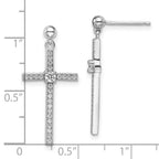 FJC Finejewelers 925 Sterling Silver Brilliant Embers Rhodium Plated CZ Cross Dangle Earrings 26 x 13 mm