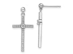 FJC Finejewelers 925 Sterling Silver Brilliant Embers Rhodium Plated CZ Cross Dangle Earrings 26 x 13 mm