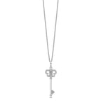 FJC Finejewelers 925 Sterling Silver Cable Brilliant Embers  CZ Polished Key 18"Necklace 15 mm