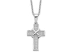 FJC Finejewelers 925 Sterling Silver Brilliant Embers Rhodium Plated CZ Polished Cross Necklace 13 mm