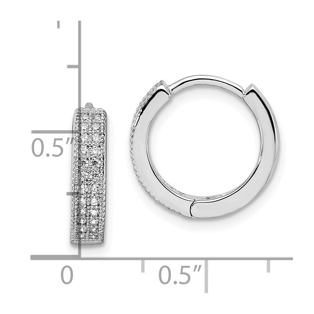 FJC Finejewelers 925 Sterling Silver Brilliant Embers Rhodium Plated CZ Hinged Hoop Earrings 10 x 3 mm