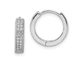 FJC Finejewelers 925 Sterling Silver Brilliant Embers Rhodium Plated CZ Hinged Hoop Earrings 10 x 3 mm